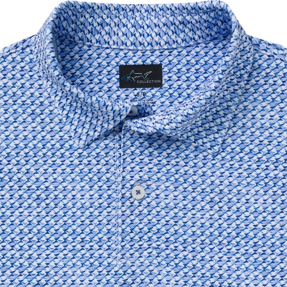 Greg Norman Greg Norman Men's Shark Tail Matrix Golf Polo Shirt in Blue - 3