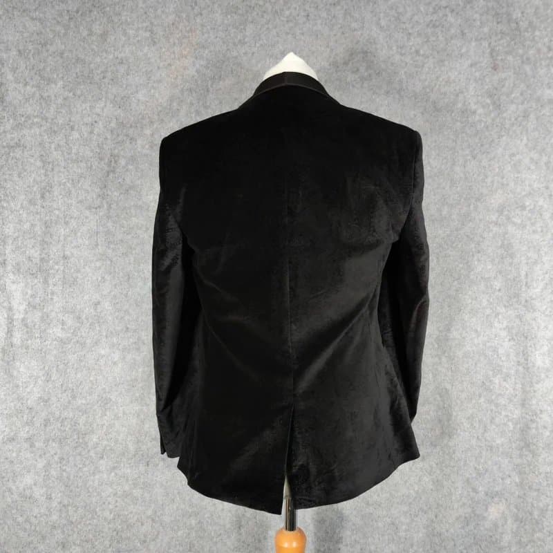 Next Next Tuxedo Jacket Size 38R Slim Black Velvet Baroque Paisley Smoking Dinner