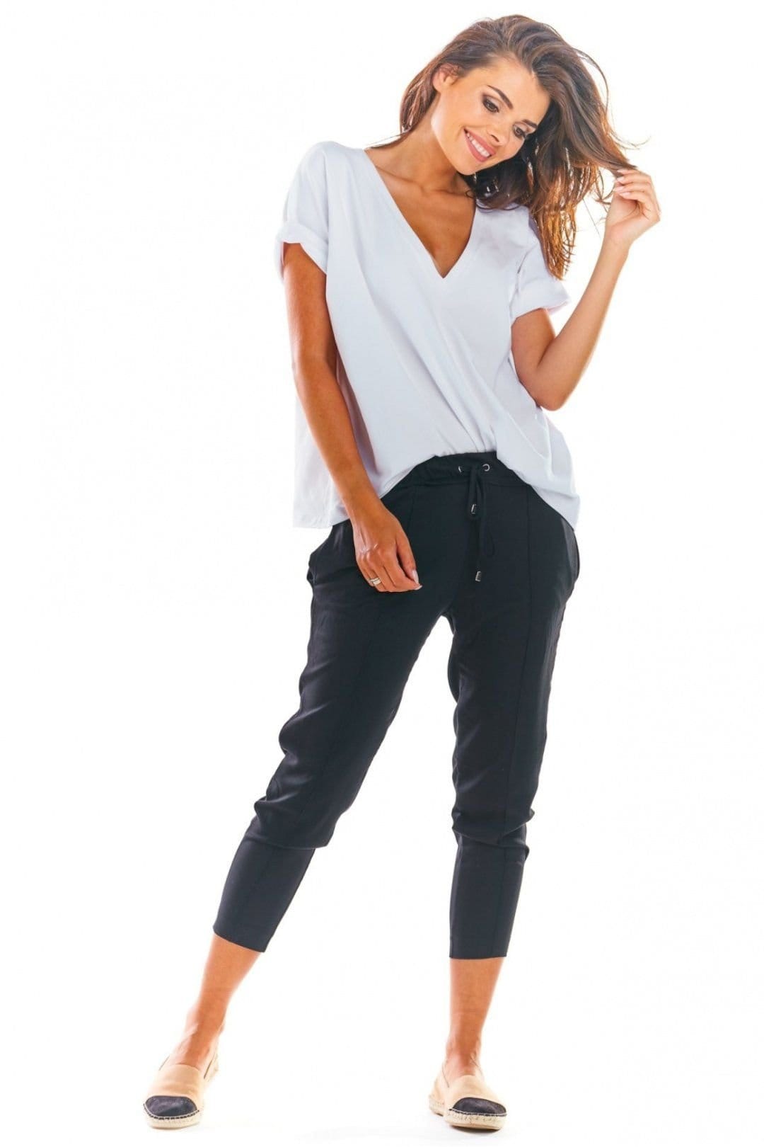 Love Lace Black Tailored Cigarette Trousers With Pleated Waist