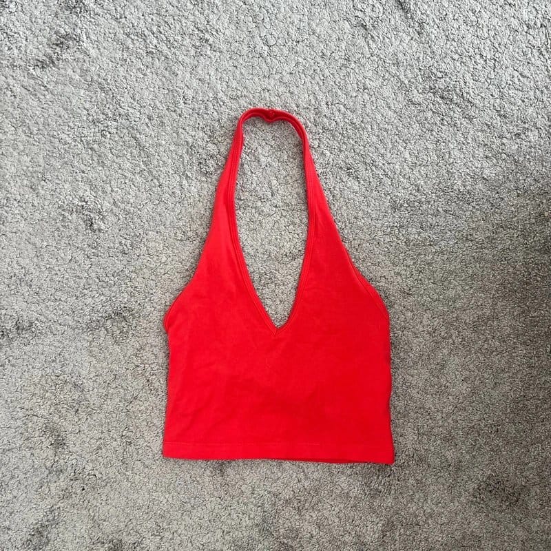 ASOS Red Halter Crop Top
