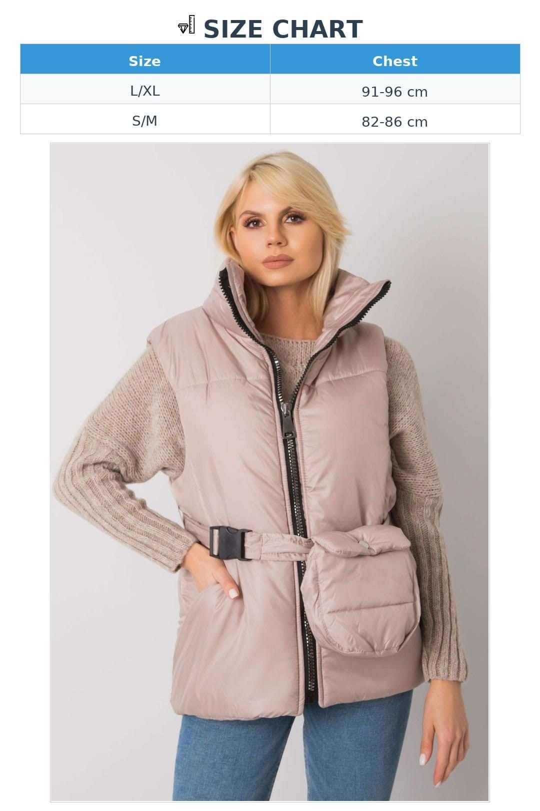 Love Lace Love Lace Women's Beige Down Zip Vest with Belt - 4