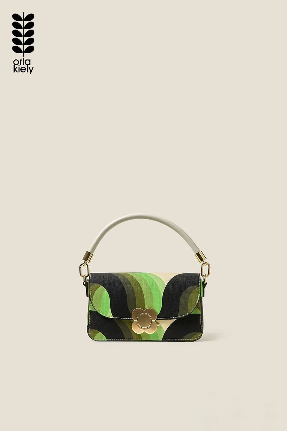 Orla Kiely Orla Kiely Green Rolling Waves Electra Crossbody Bag