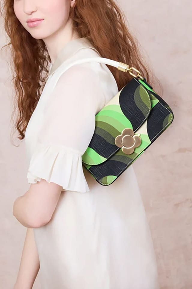 Orla Kiely Orla Kiely Women's Small Vera Crossbody Bag - Rolling Waves Electra in Green - 2