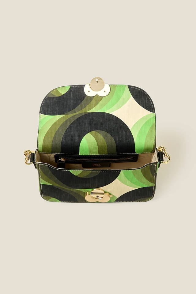 Orla Kiely Orla Kiely Women's Small Vera Crossbody Bag - Rolling Waves Electra in Green - 3