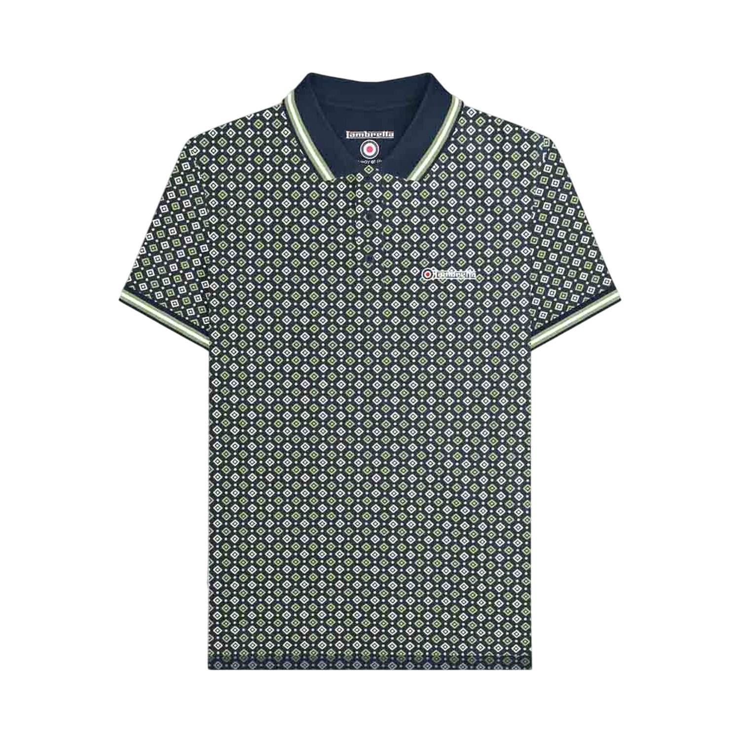 Lambretta Lambretta Men's Geometric Polo Shirt in Navy