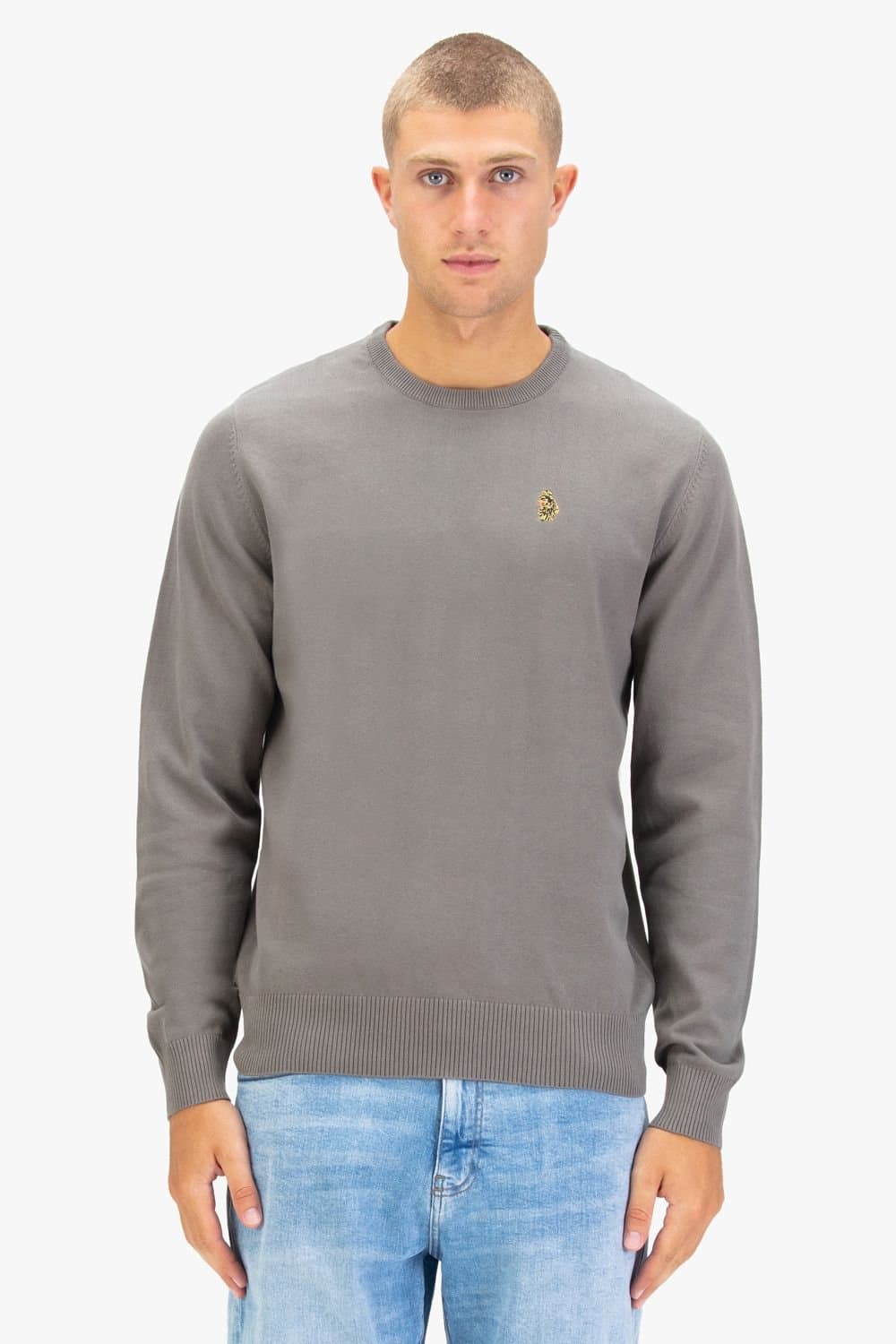 Luke 1977 Luke 1977 Men's Gerard 3 Knitted Jumper in Light Grey