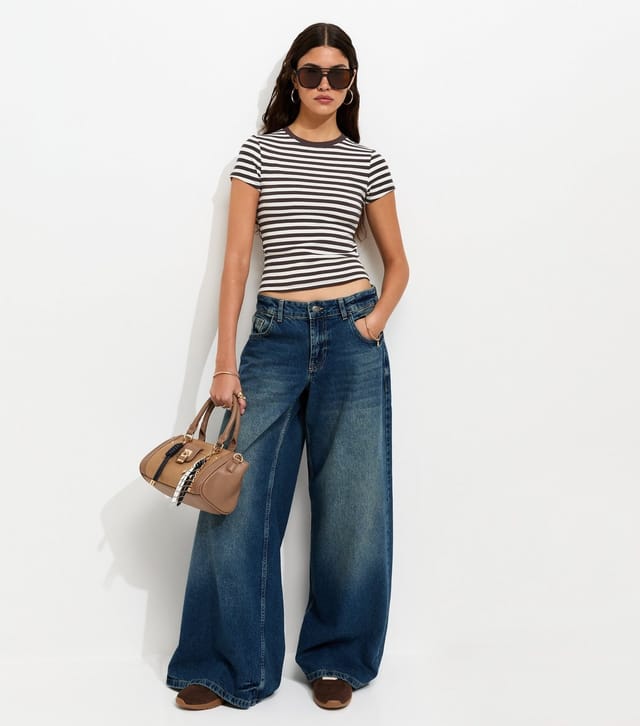 New Look Women's Brown Cotton Rich Stripe Baby Tee New Look - 3