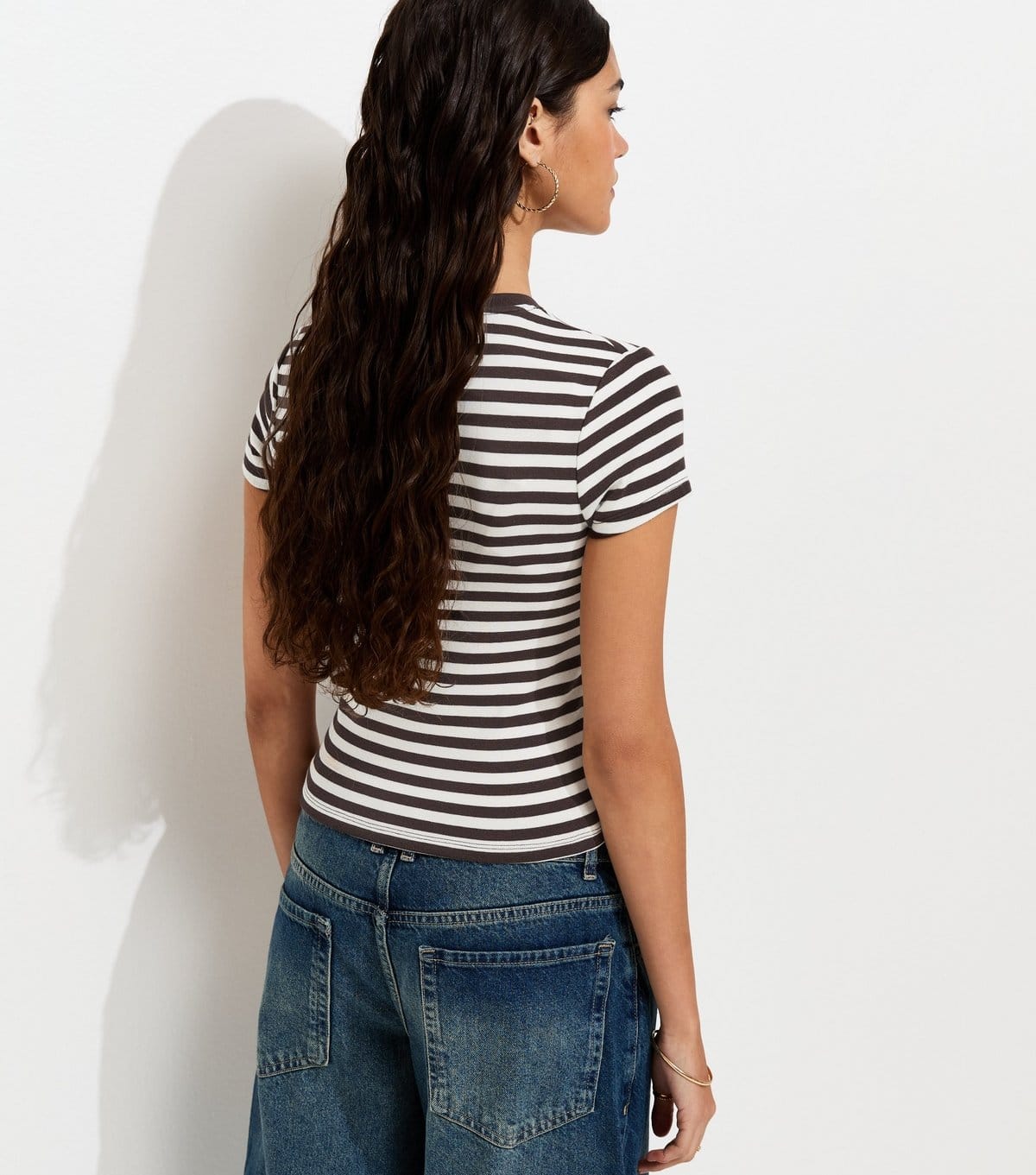 New Look Women's Brown Cotton Rich Stripe Baby Tee New Look - 4