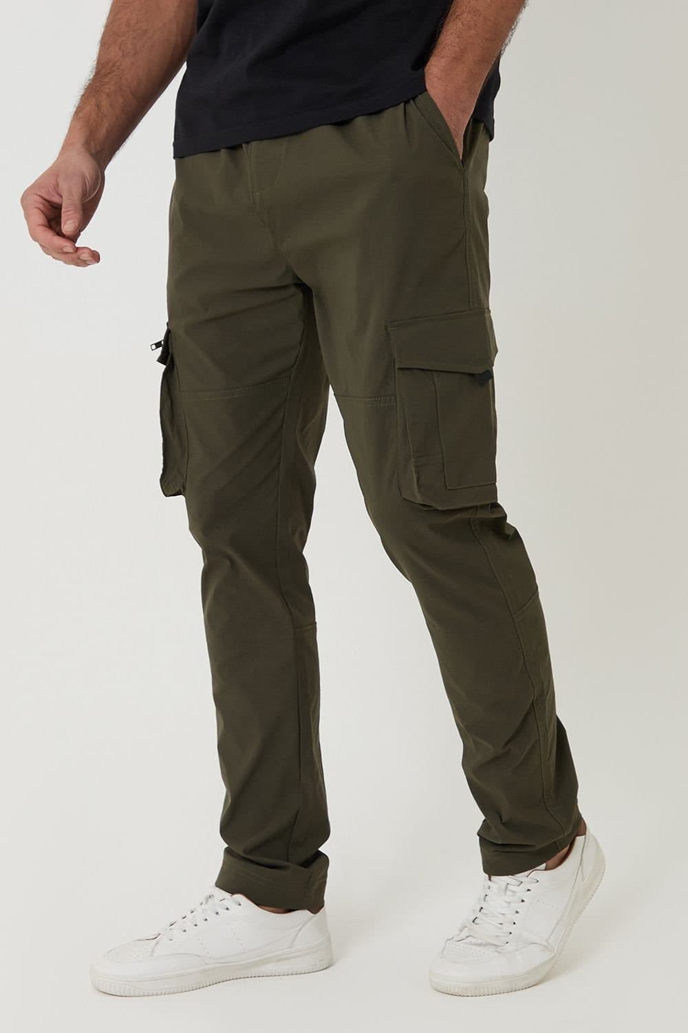 Threadbare Threadbare Men's Slim Fit Stretch Cargo Trousers in Khaki