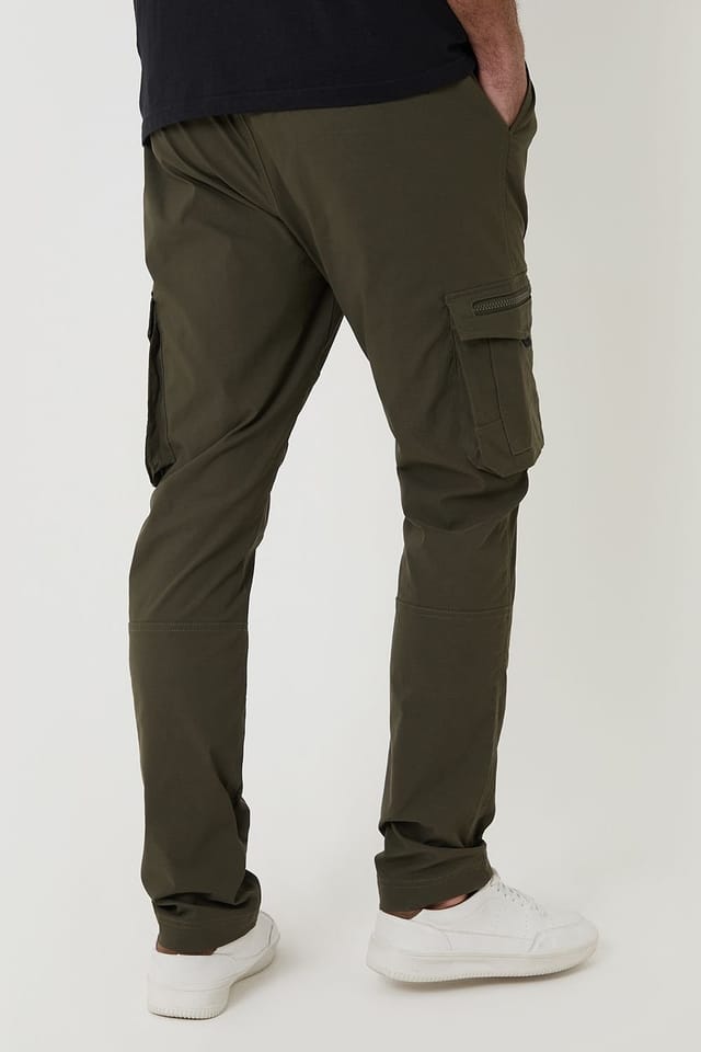 Threadbare Threadbare Men's Slim Fit Stretch Cargo Trousers in Khaki - 2