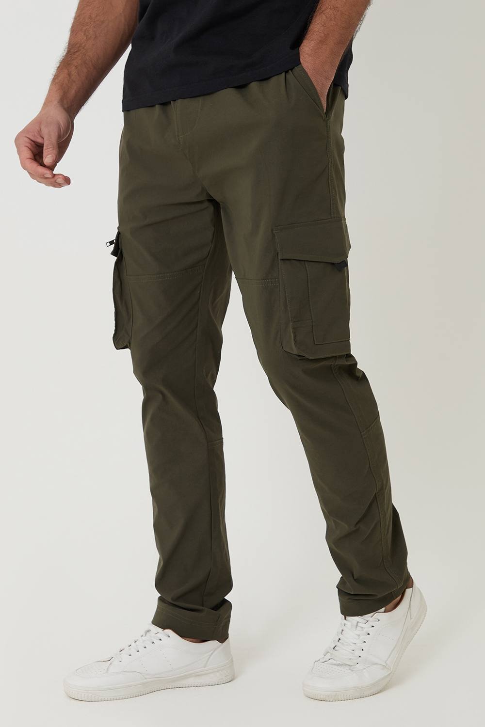 Threadbare Threadbare Men's Slim Fit Stretch Cargo Trousers in Khaki - 3