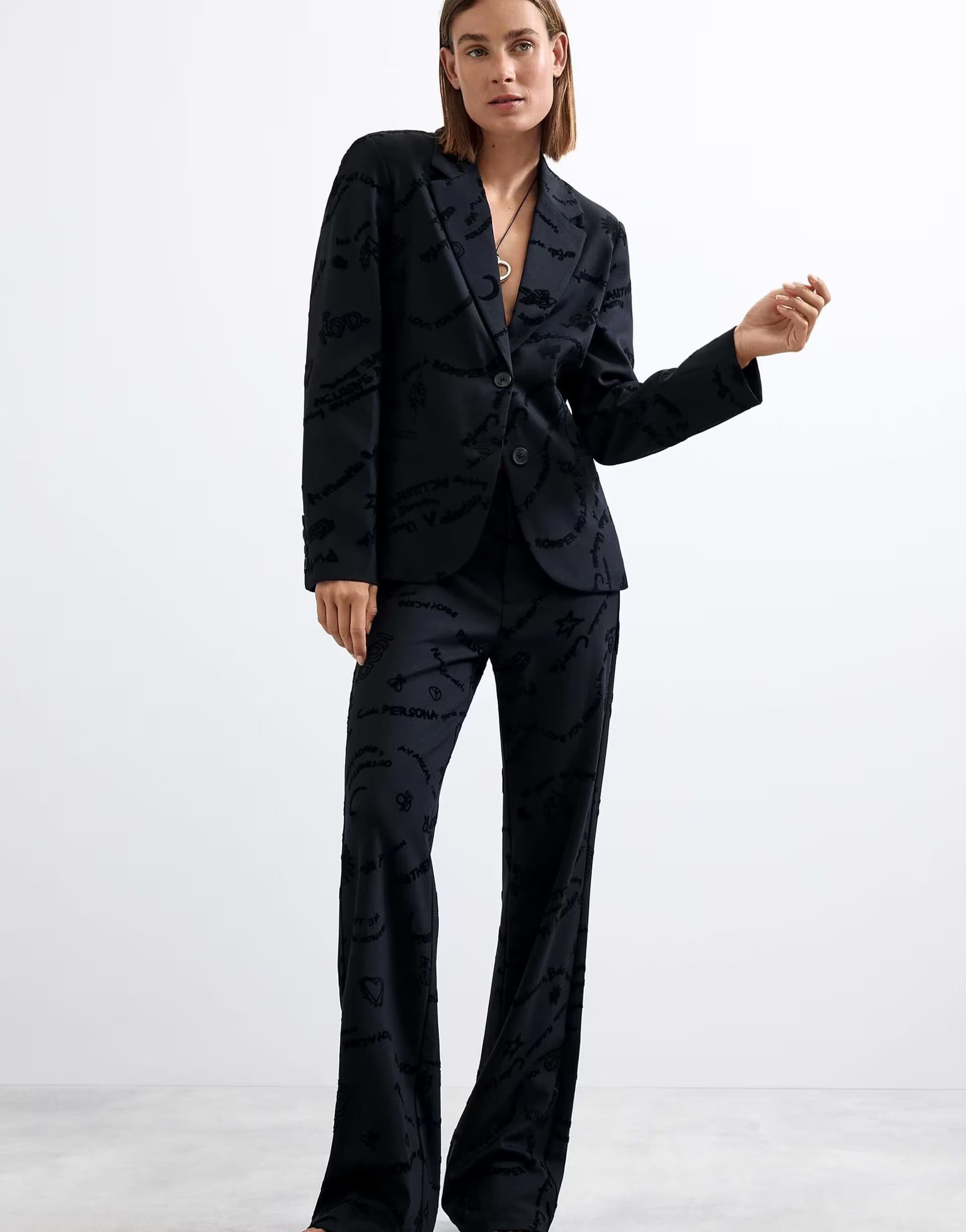 ASOS Desigual Flocked blazer in black