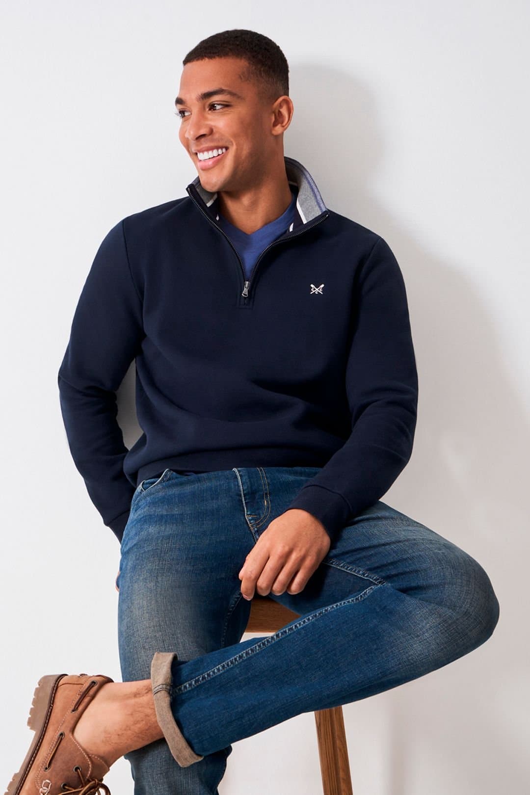Crew Clothing Crew Clothing Men's Classic 1/2 Zip Sweat Navy in Dark Navy
