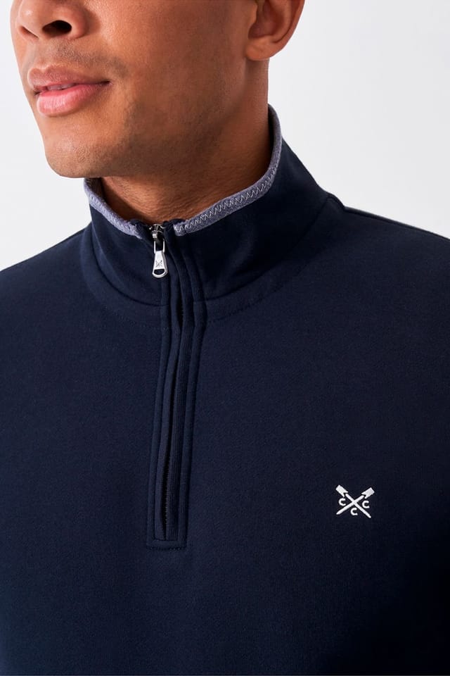 Crew Clothing Crew Clothing Men's Classic 1/2 Zip Sweat Navy in Dark Navy - 2