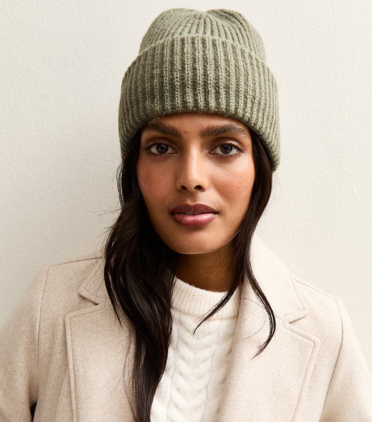 New Look New Look Light Green Chunky Ribbed Knit Beanie