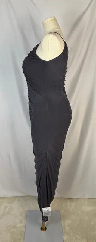 ASOS Design UK 16 ASOS Charcoal Mesh Ruched One Shoulder Bodycon Midi Dress Stretch Evening Party Glam