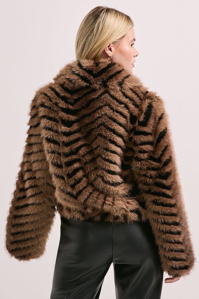 Dorothy Perkins Dorothy Perkins Women's Faux Fur Jacket in Brown - 3