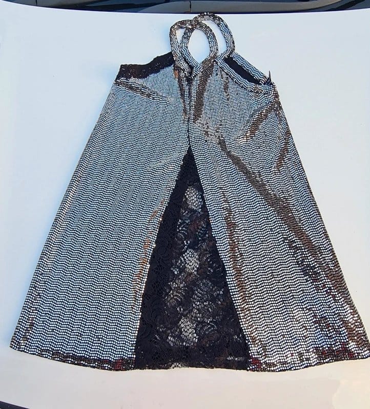 ASOS Silver & Black Sequin Top with Lace Sides
