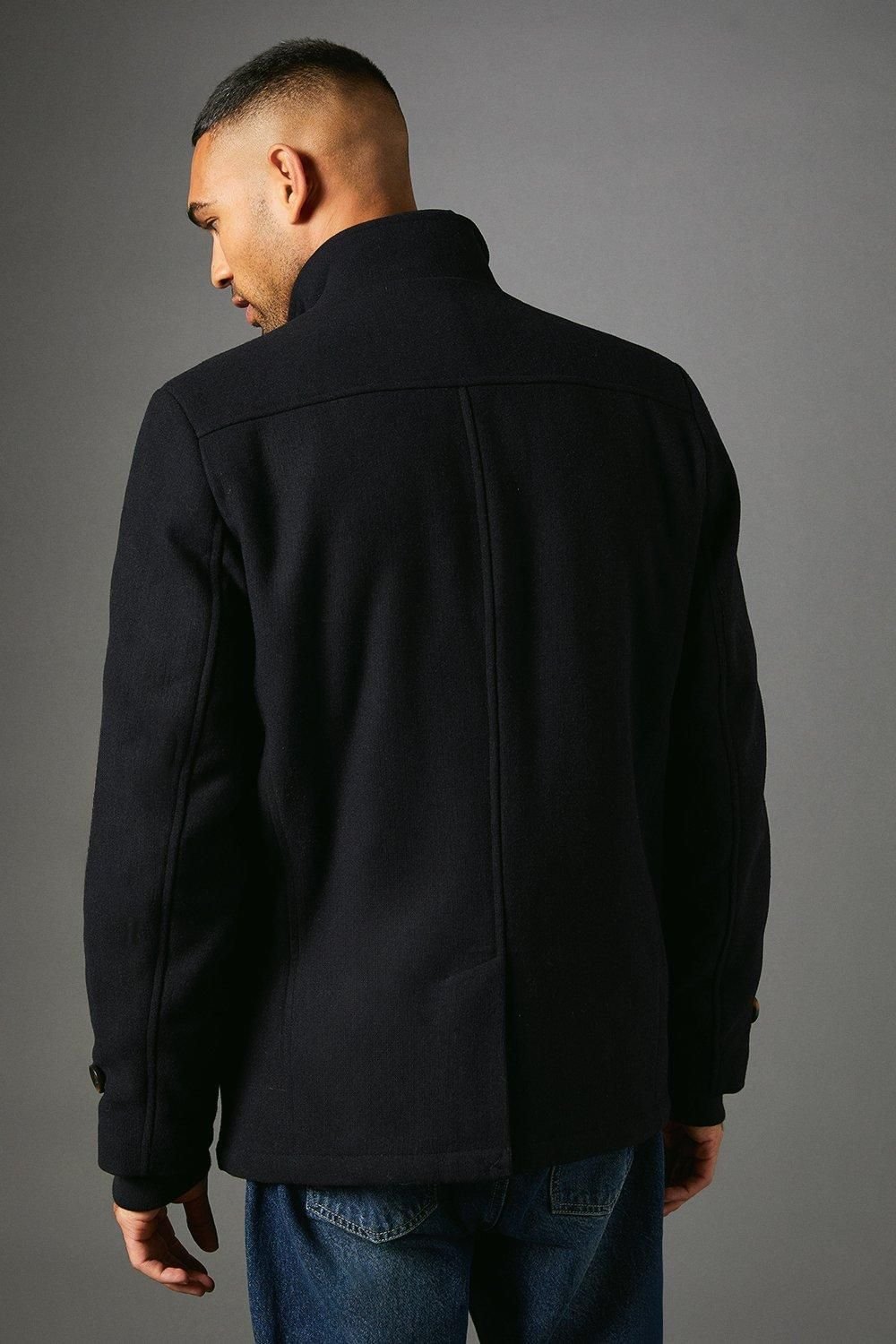 Maine Maine Men's Navy Funnel Neck Wool Blend Jacket - 3