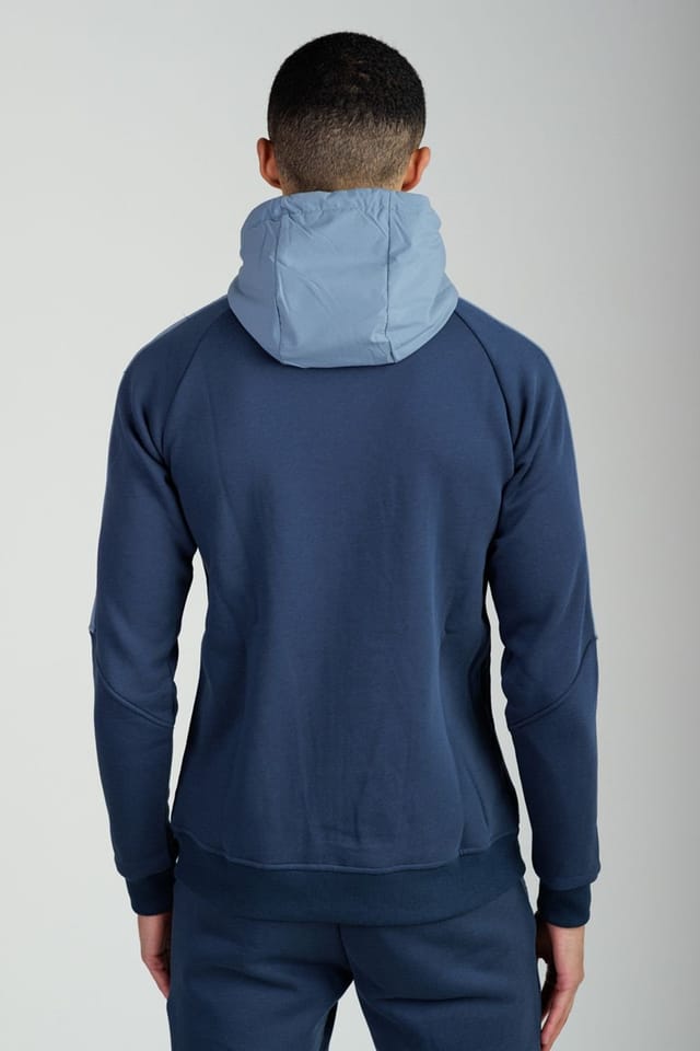 Foray Foray Men's Long Sleeve Zip Through Panelled Hoody in Navy - 2