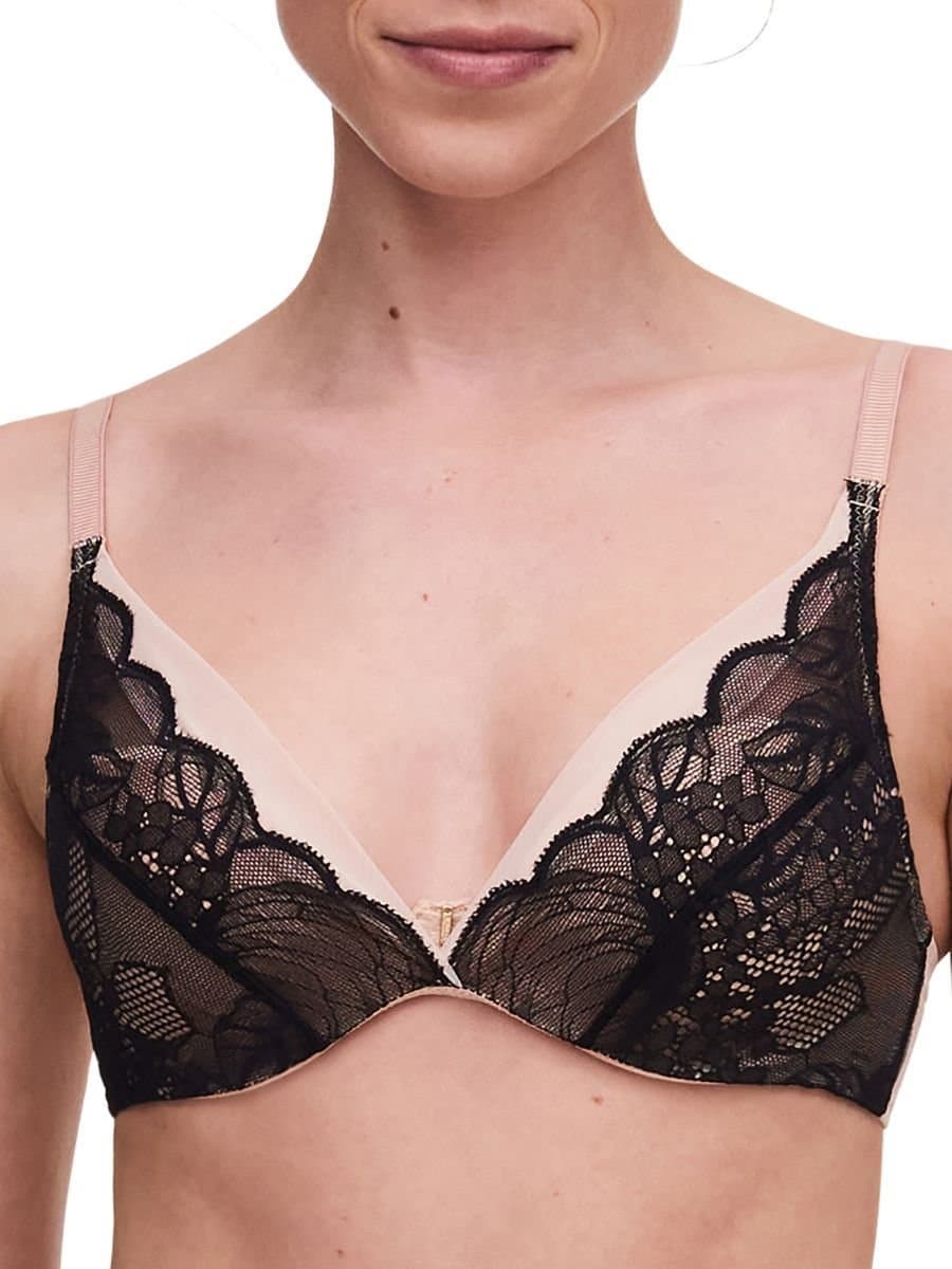 Chantelle Chantelle Women's Midnight Flowers Plunge T-Shirt Bra in Black