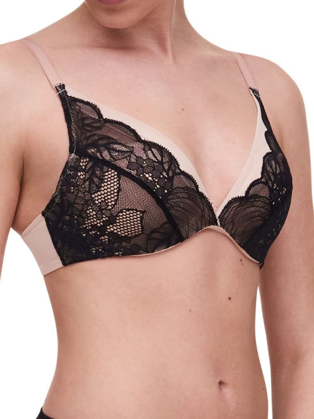 Chantelle Chantelle Women's Midnight Flowers Plunge T-Shirt Bra in Black - 3