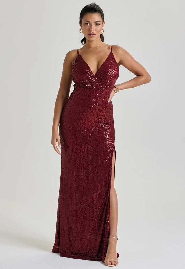 Little Black Dress Little Black Dress Women's LBD Collection Burgundy Hollywood Sequin Dress in Black - 3