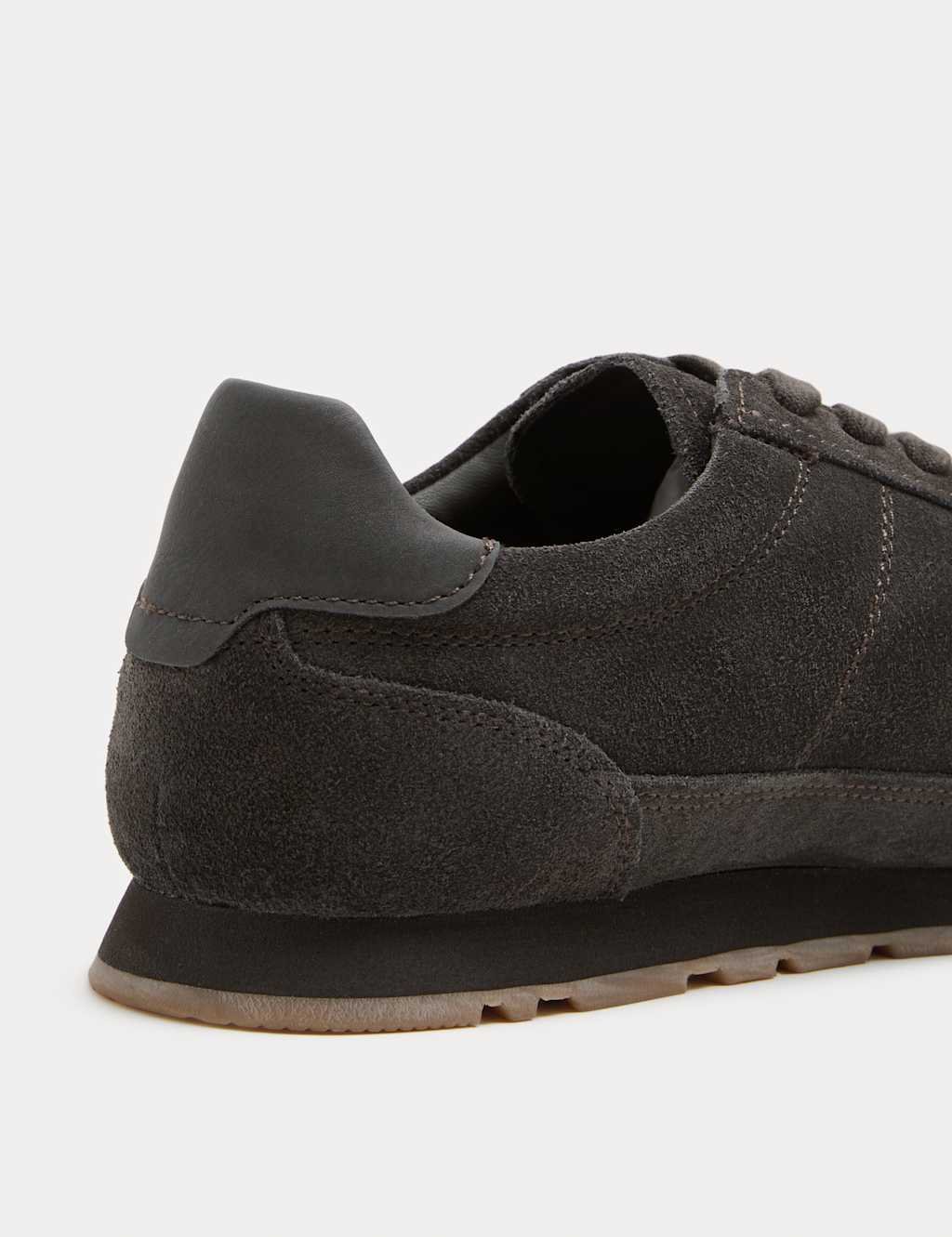 Marks & Spencer M&S Suede Lace Up Runner Trainers Dark Brown - 2