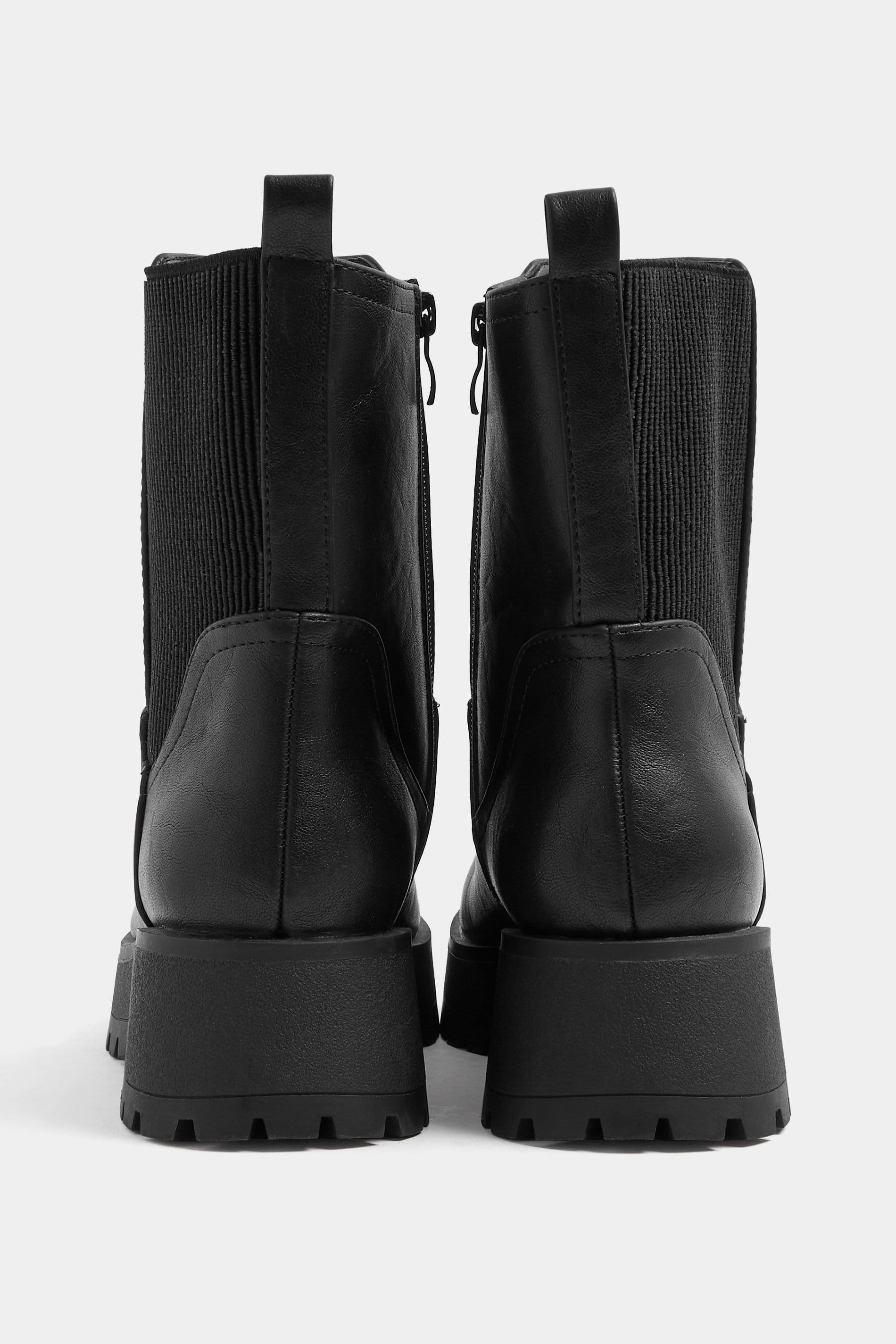 Yours Yours Women's Faux Leather Chunky Chelsea Boots In Wide E in Black - 4