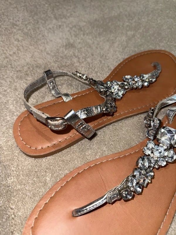 ASOS ASOS Silver Diamante Embellished Sandals Size 7