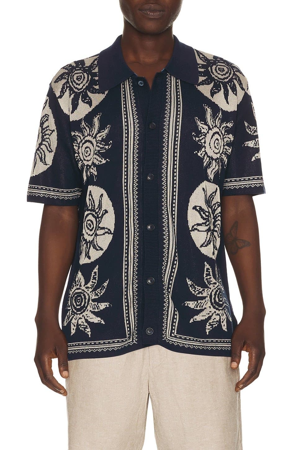 revolve Knitted Jacquard Short Sleeve Shirt