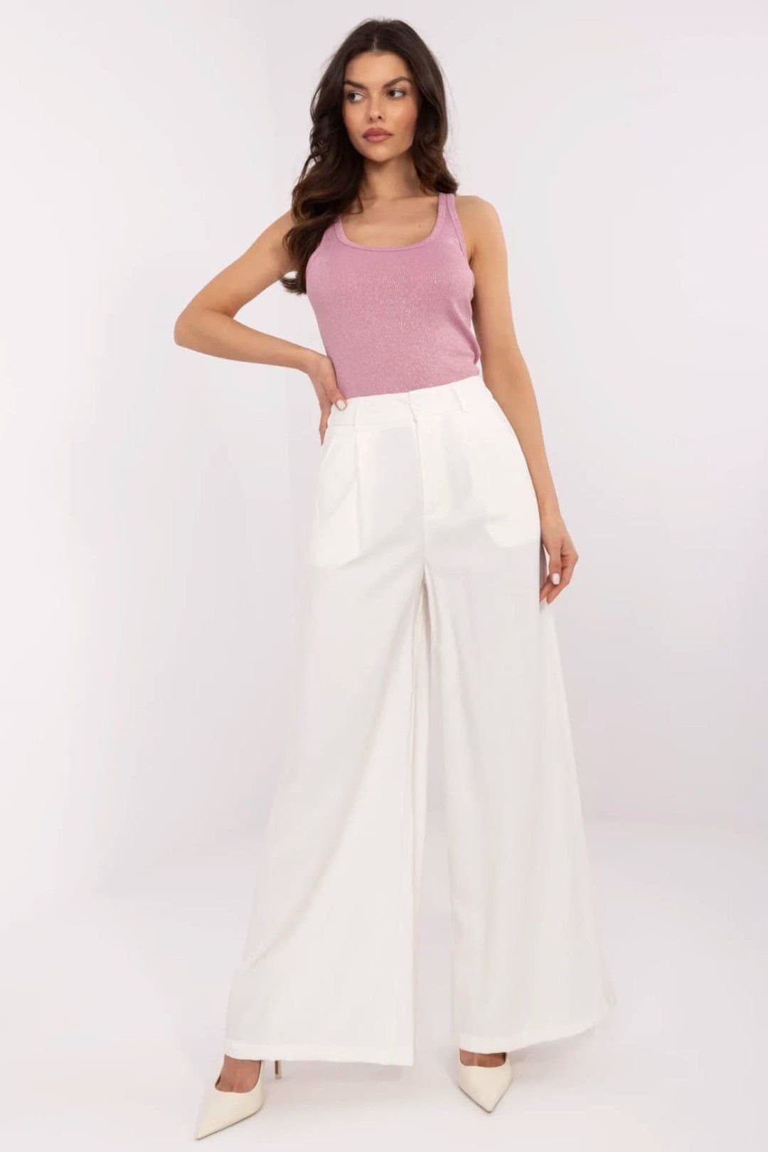 Love Lace Love Lace White Viscose Palazzo Pants for Women