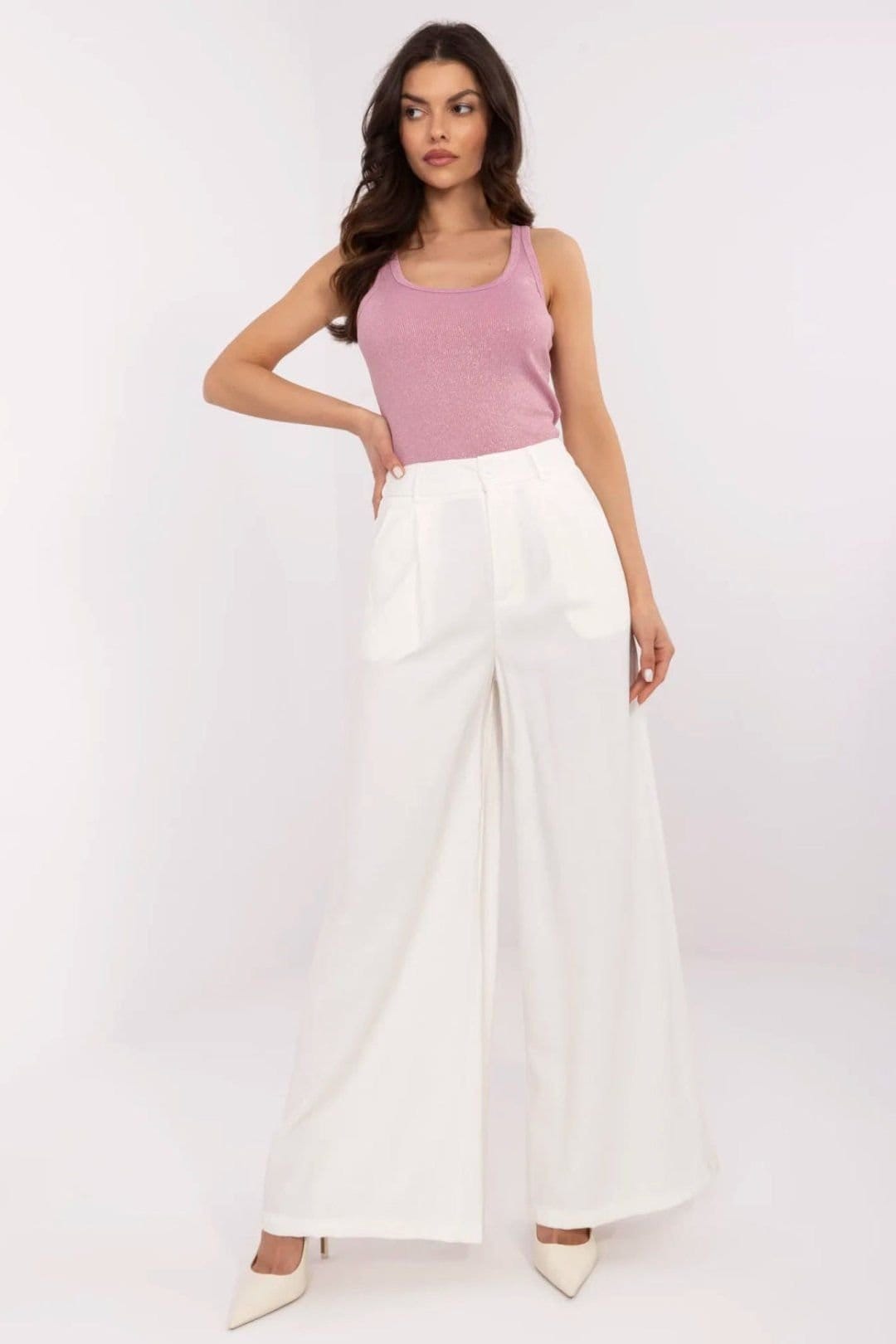 Love Lace White Viscose Palazzo Pants for Women