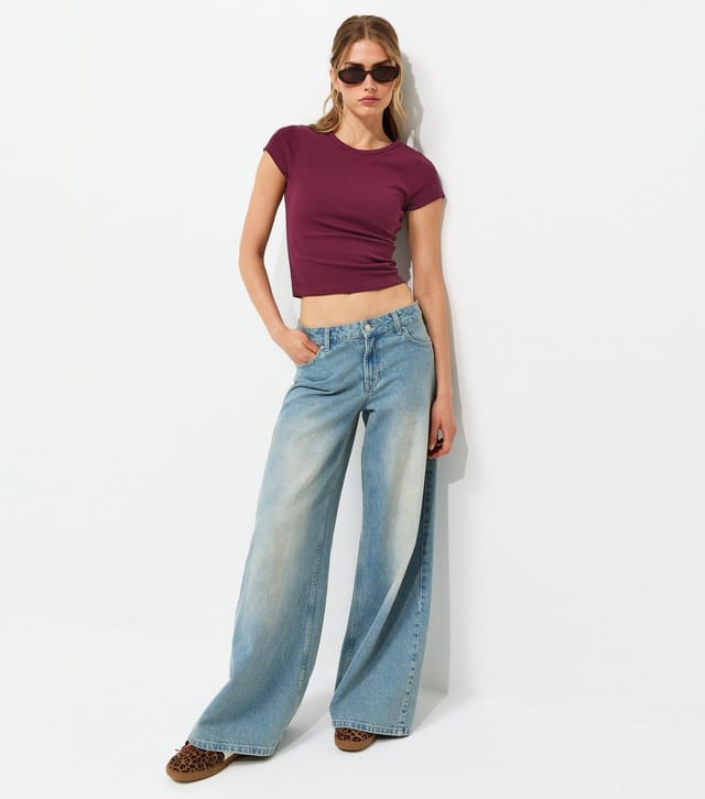 New Look Women's Dark Burgundy Cotton Rich Baby Tee New Look - 3