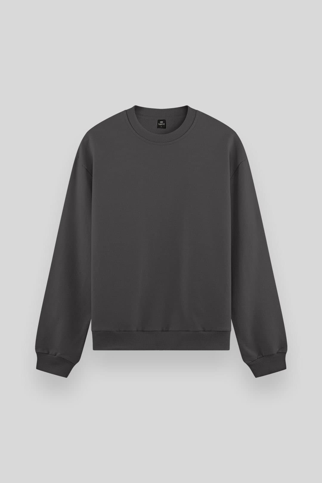Tommy Life Tommy Life Men's Plain Crew Neck Sweatshirt in Charcoal