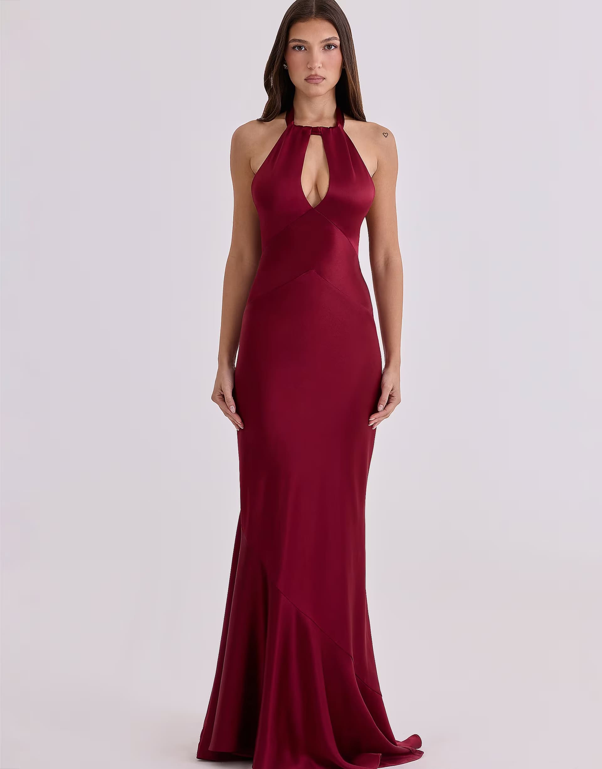 ASOS House of CB Oliviana wine satin halter maxi dress in wine