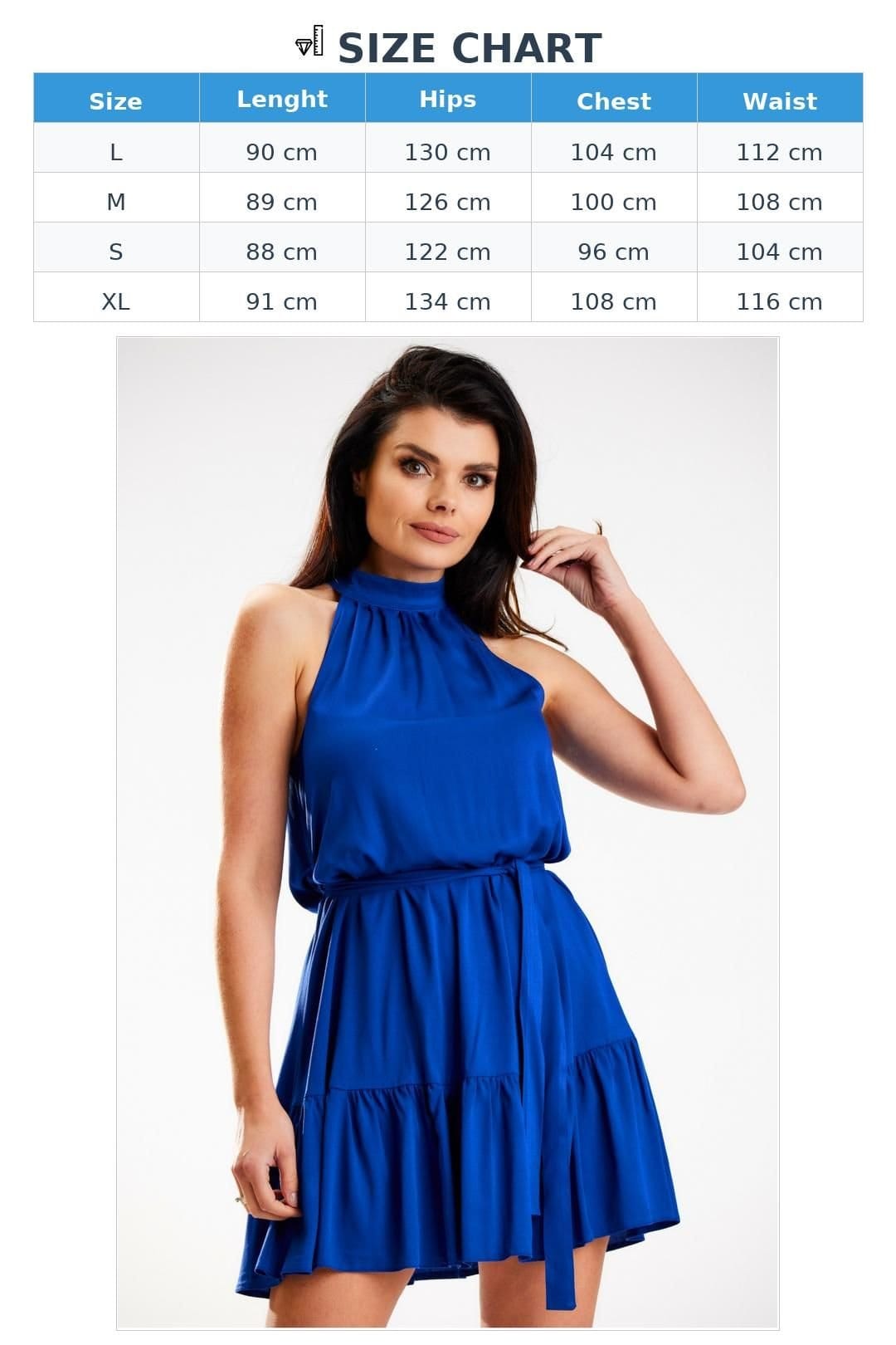 Love Lace Love Lace Women's Airy A Line Dress with Decorative Neckline Belt in Blue - 4