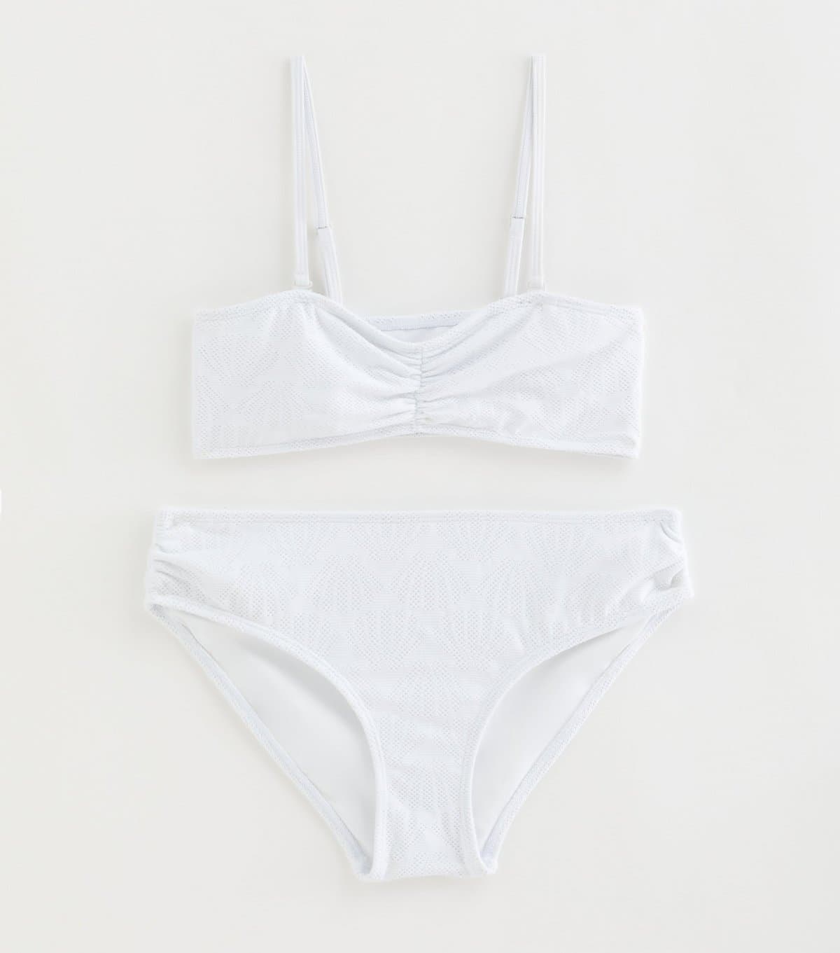 New Look Girls' White Shell Crochet Bandeau Bikini Set New Look