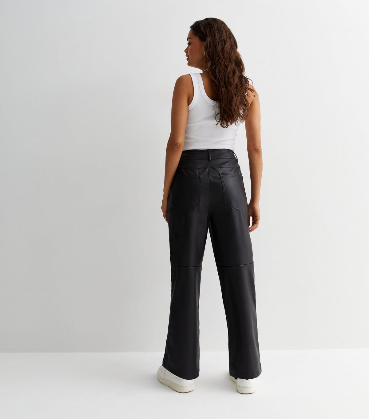 New Look Women's Petite Black Leather-Look Western Trousers New Look - 4