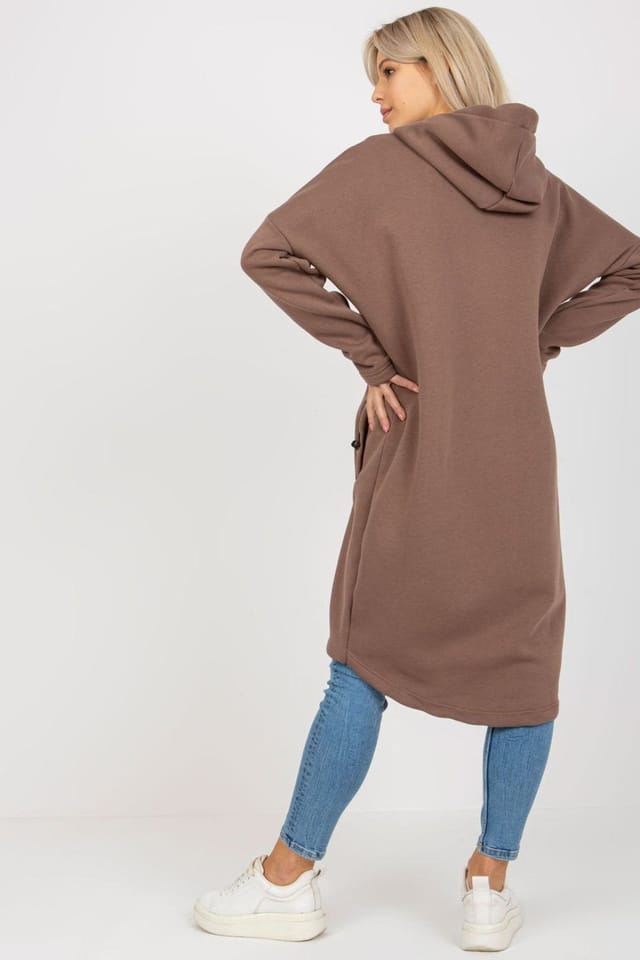 Love Lace Love Lace Women's Extended Zip Hood Sweatshirt with Pockets in Brown - 3
