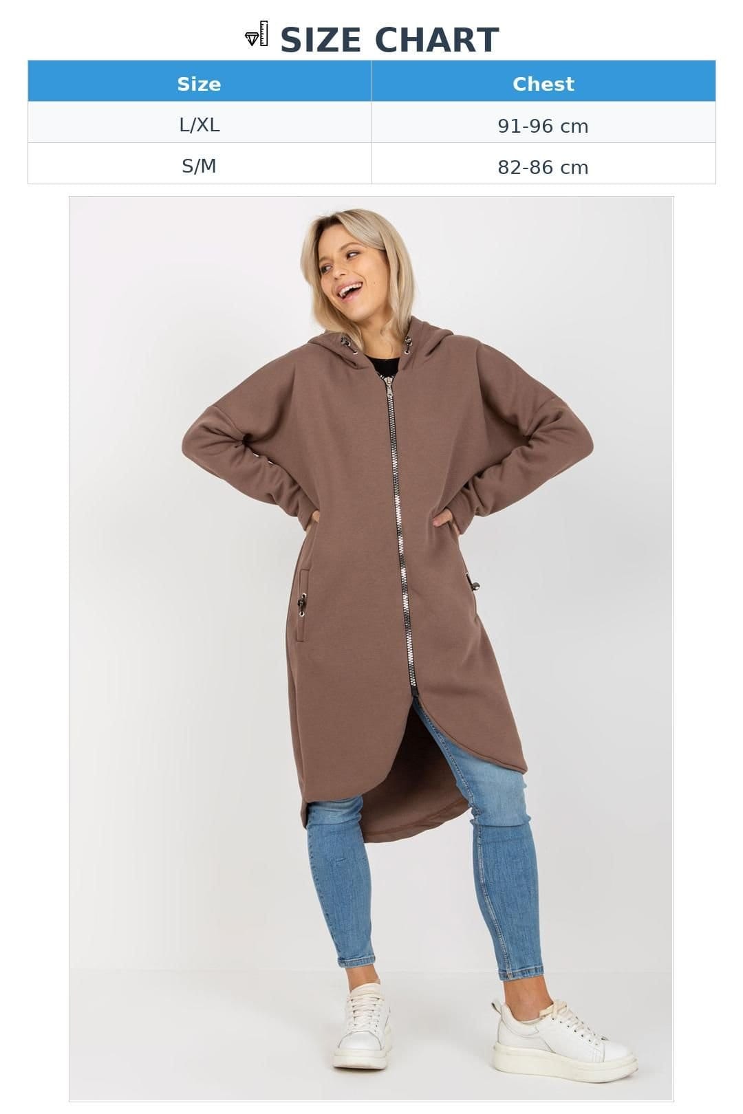 Love Lace Love Lace Women's Extended Zip Hood Sweatshirt with Pockets in Brown - 4
