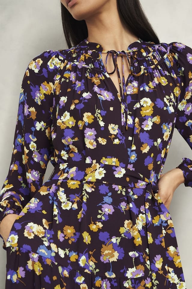 Hobbs London Hobbs London Women's Arbury Floral Print Midi Dress in Black - 3