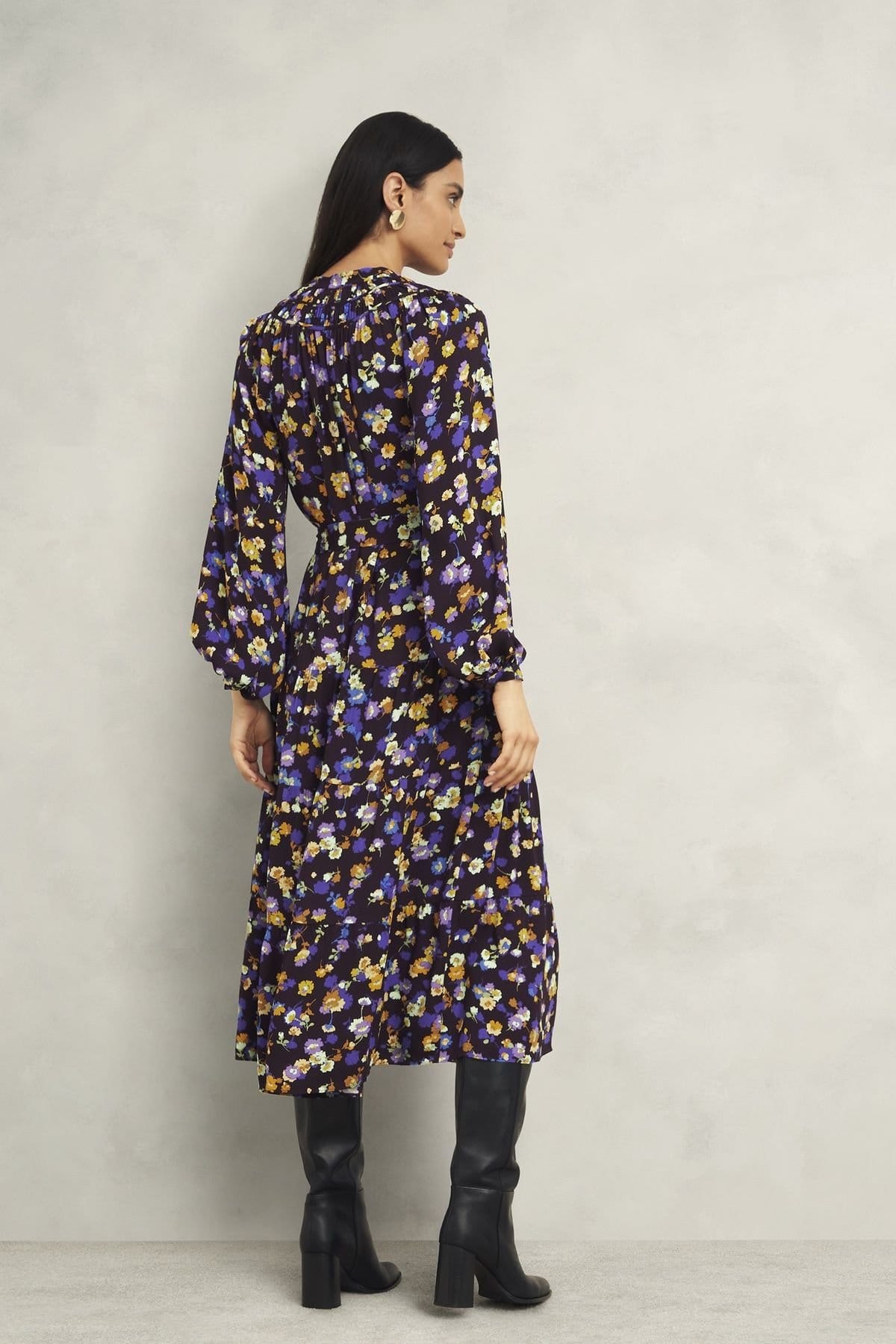 Hobbs London Hobbs London Women's Arbury Floral Print Midi Dress in Black - 4