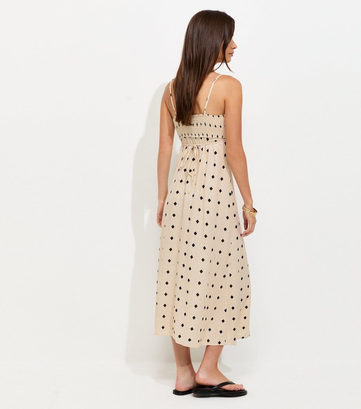 New Look Women's Cream Diamond Spot Strappy Midi Dress New Look - 4