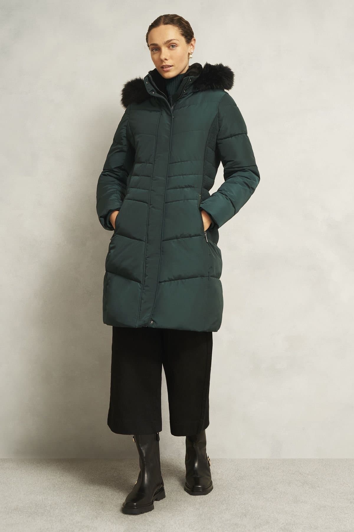 Hobbs London Hobbs London Women's Jaymie Puffer Coat in Bottle Green