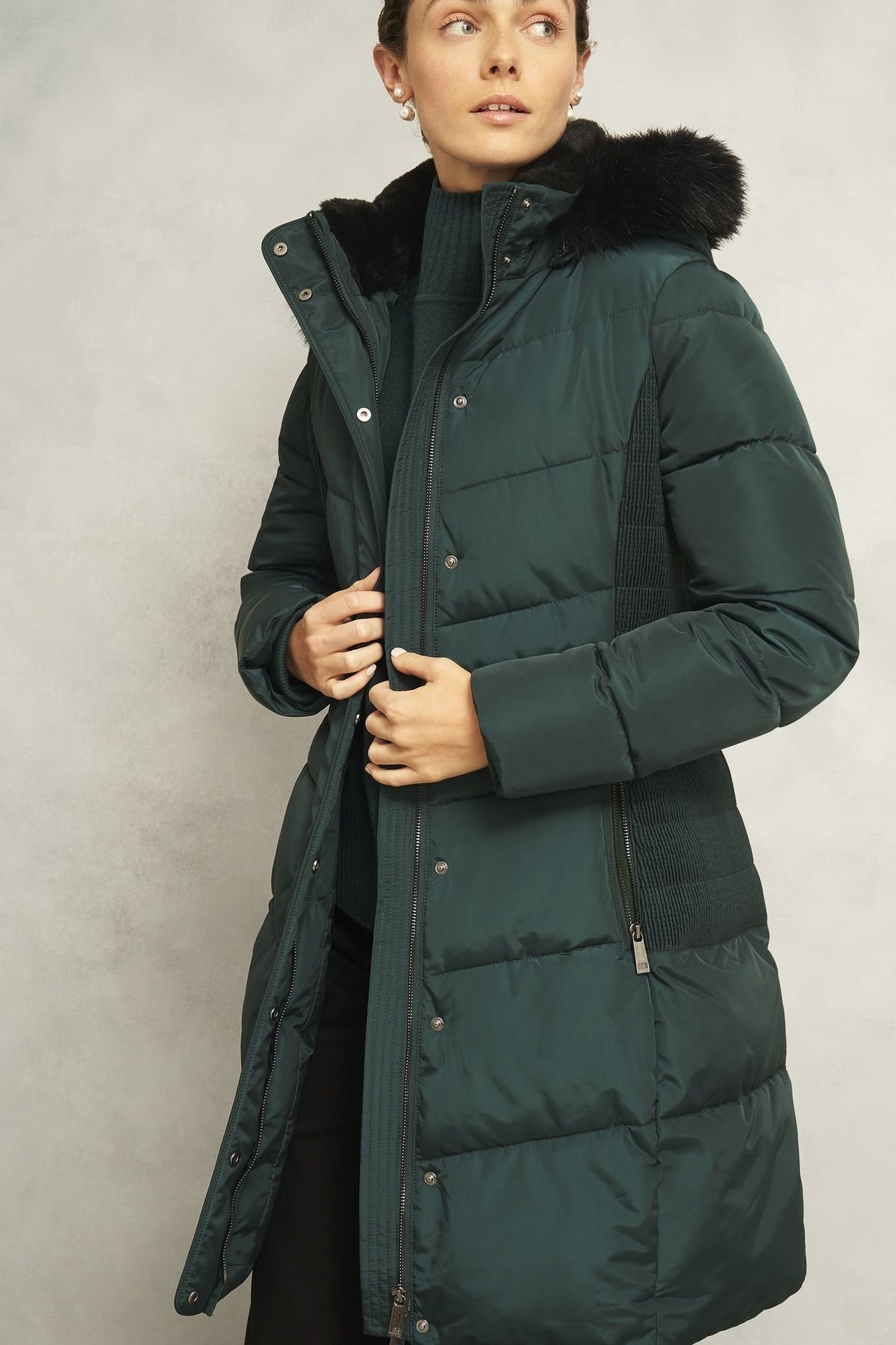 Hobbs London Hobbs London Women's Jaymie Puffer Coat in Bottle Green - 3