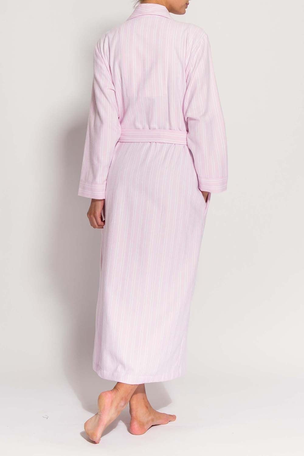British Boxers British Boxers Women's "Westwood Pink" Stripe Brushed Cotton Dressing Gown in Light Pink - 4