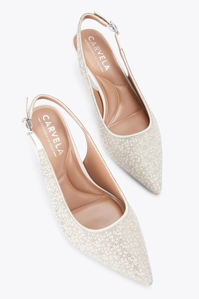 Carvela Carvela Women's 'Corletta Sling Court Low' Fabric Heels in White - 2