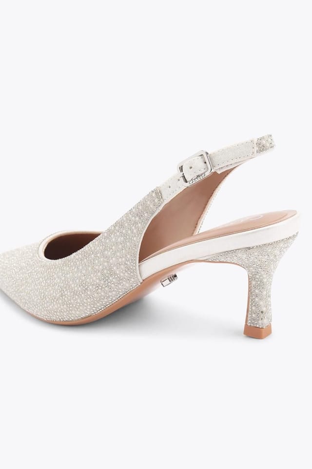 Carvela Carvela Women's 'Corletta Sling Court Low' Fabric Heels in White - 3