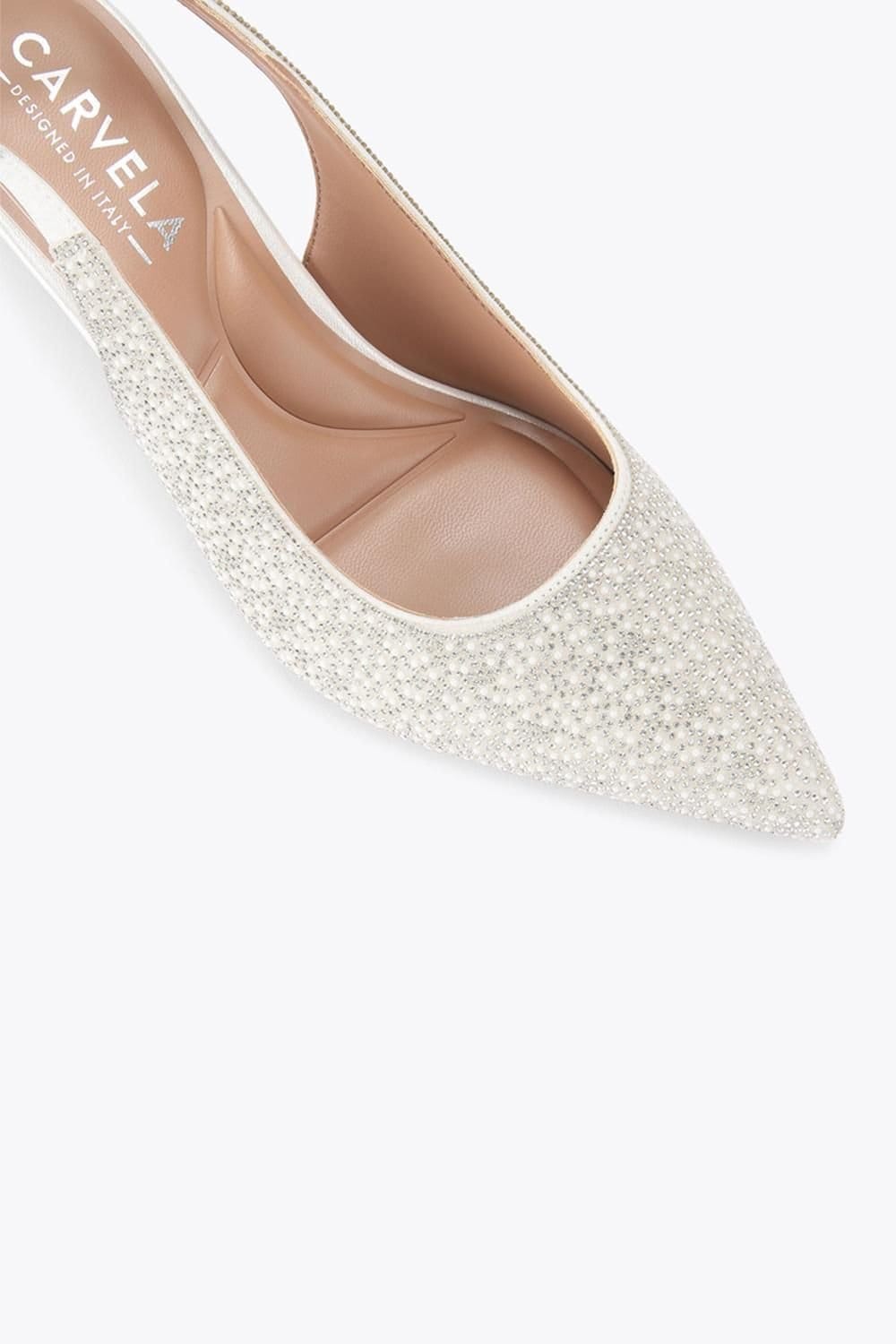 Carvela Carvela Women's 'Corletta Sling Court Low' Fabric Heels in White - 4